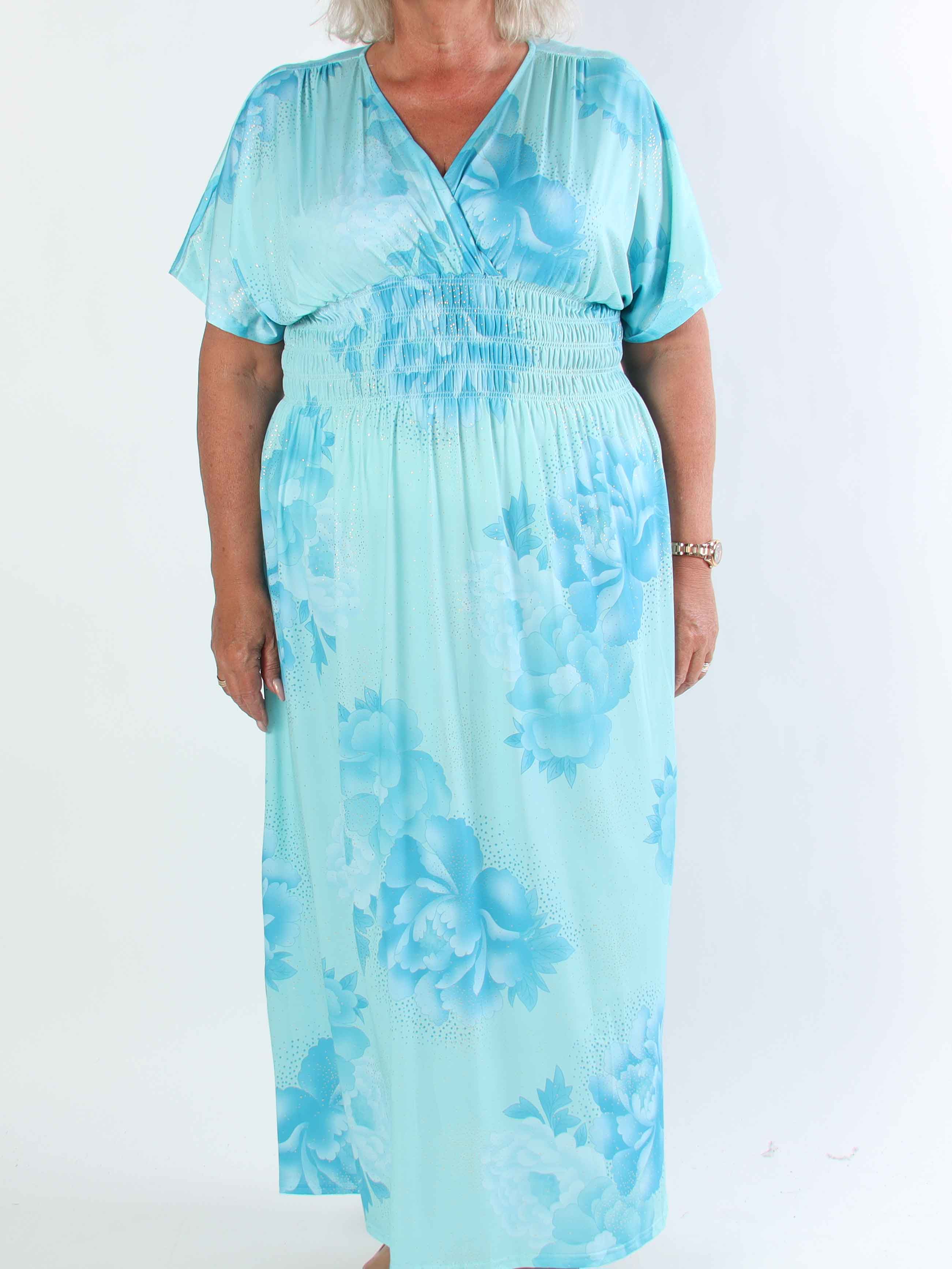 Pams Big Flower - Plus size elastisk kjole med blomster motiver